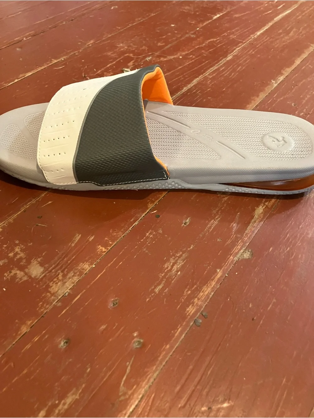 And1 White and Gray Slide with Orange Logo flip-flop